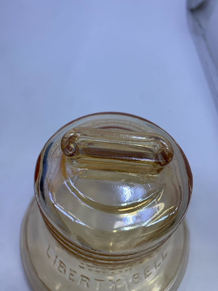 VTG LIBERTY BELL COIN BANK ORANGE GLASS.
