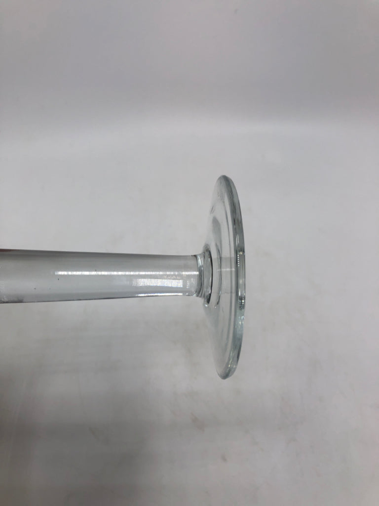 SMOKY GRAY DOUBLE DIP BLOWN GLASS PILLAR CANDLE HOLDER.