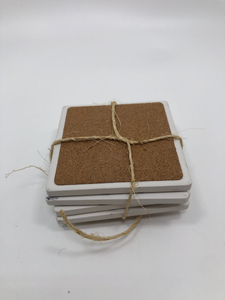 4 PINK ROSE GRATEFUL CERAMIC COASTERS.