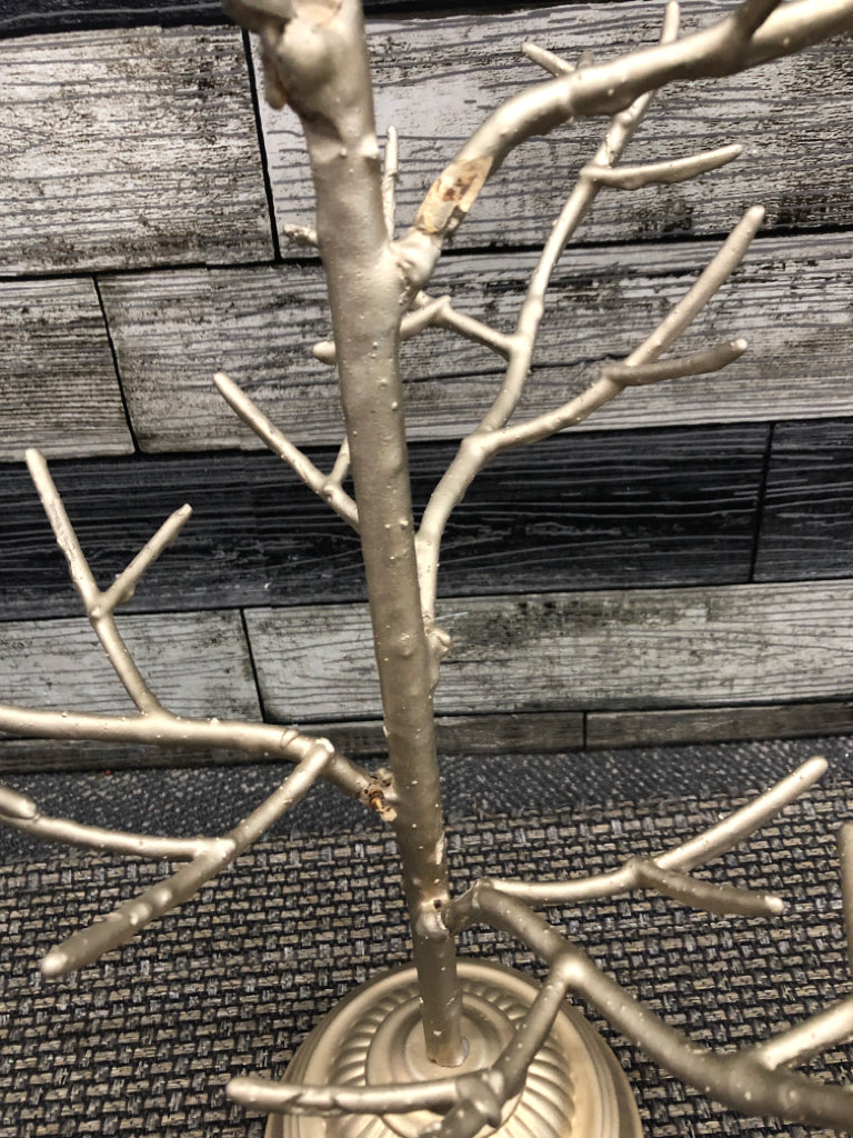 METAL PAINTED GOLD BARE TREE.