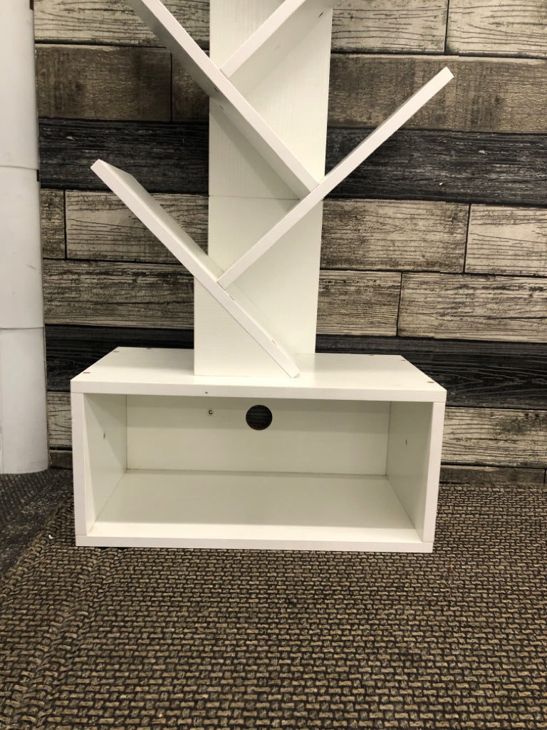 NARROW WHITE PLASTIC BOOK TREE.