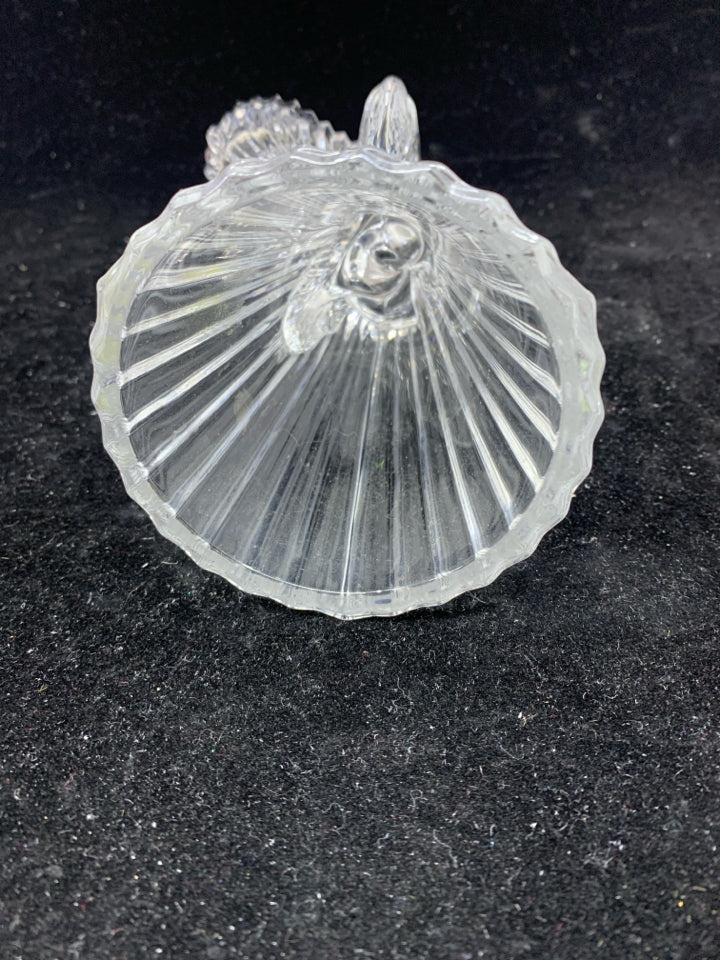 GLASS CRYSTAL ANGEL TAPERED CANDLE HOLDER.