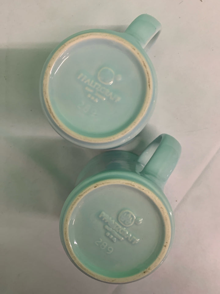 2 LIGHT BLUE PFALTZGRAFF MUGS.