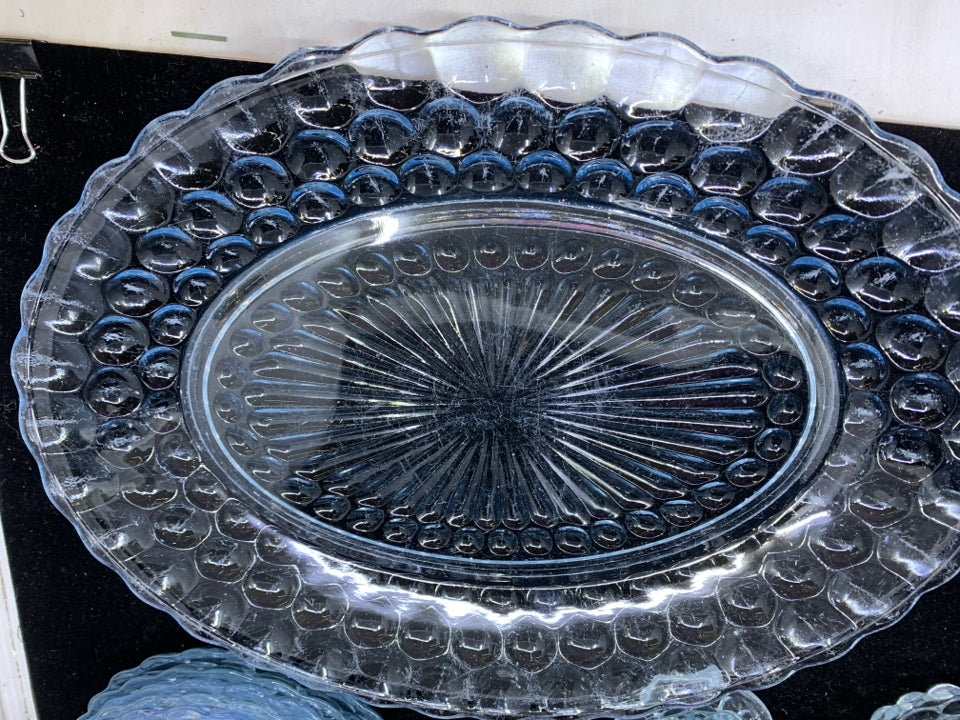 23 PC BLUE BUBBLE DESSERT SERVING SET- 6 CUPS, 6 SAUCERS, CREAMER SUGAR, DESSERT