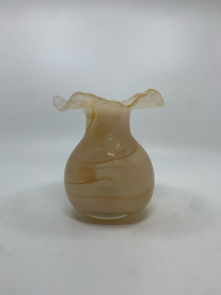 ORANGE SWIRL ANTHROPOLOGIE GLASS VASE.