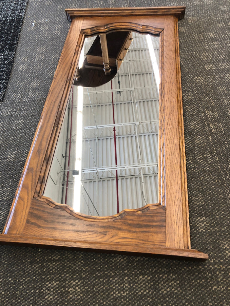 2pc WOOD CONSOLE TABLE + WALL MIRROR.