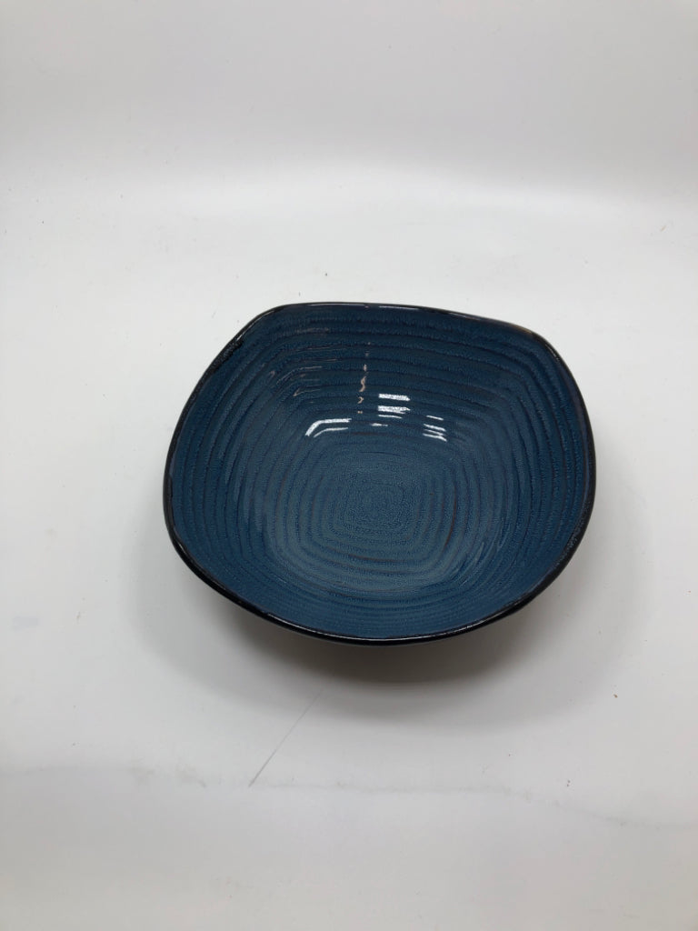 BLUE GLAZED POTTERY BOWL W/BLACK.