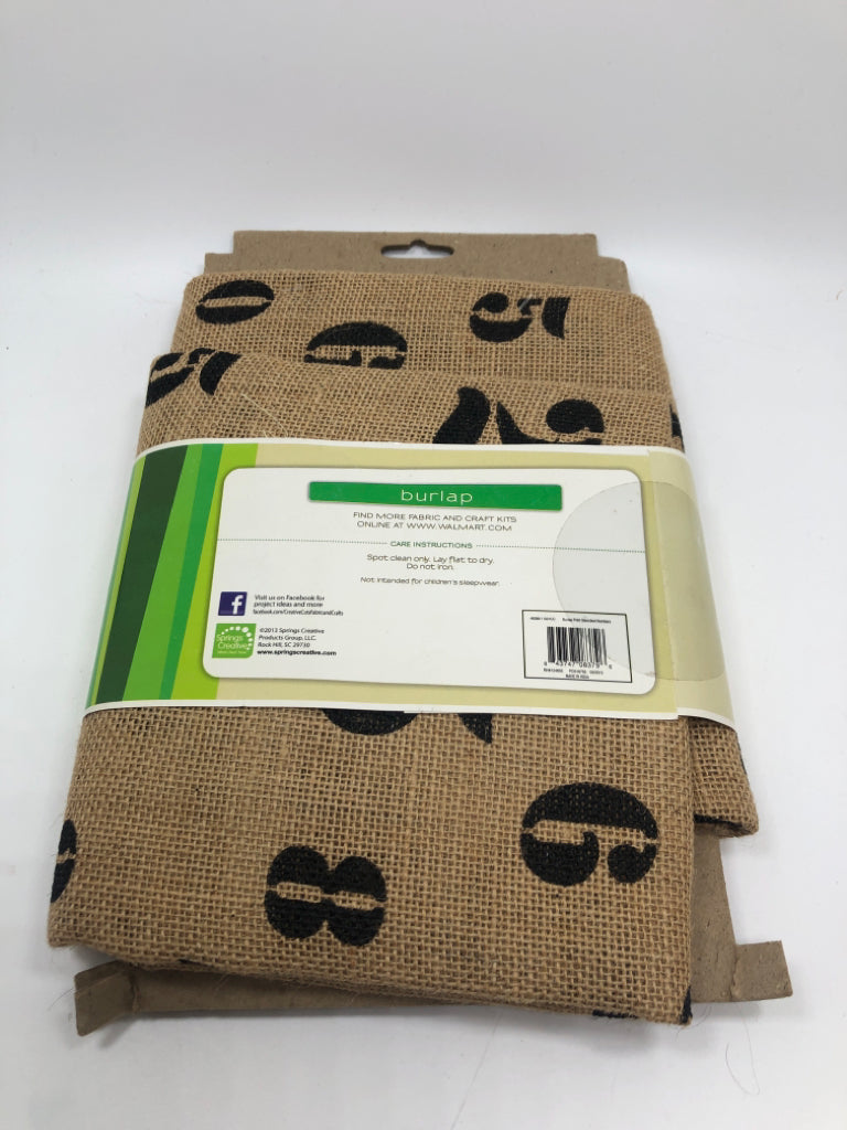 NWT BURLAP FABRIC W/NUMBER DESIGN.