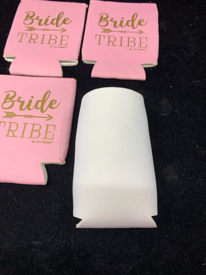 4 PINK BRIDE TRIBE DRINK HOLDERS.