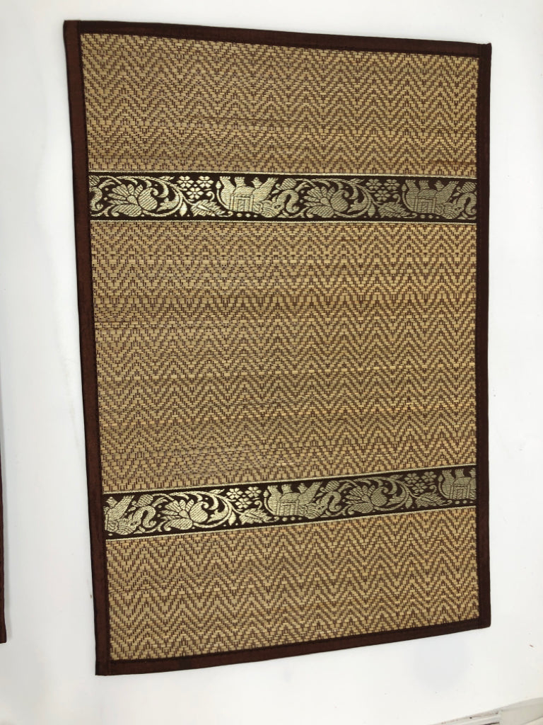 NIP 12PC BROWN ELEPHANT PLACEMATS & COASTERS.
