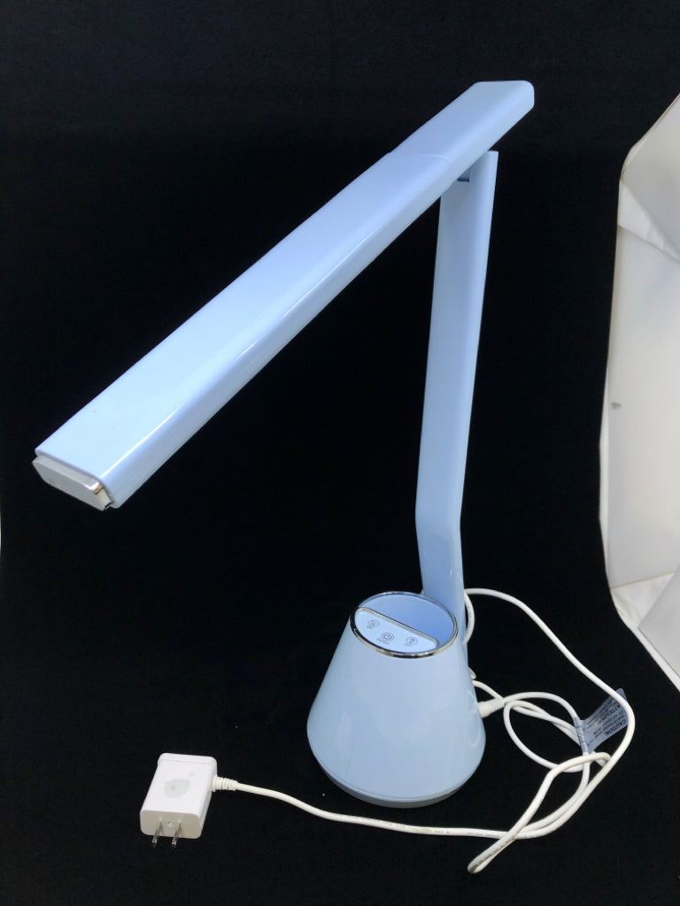 LIGHT BLUE ADJUSTABLE TOUCH DESK LAMP.