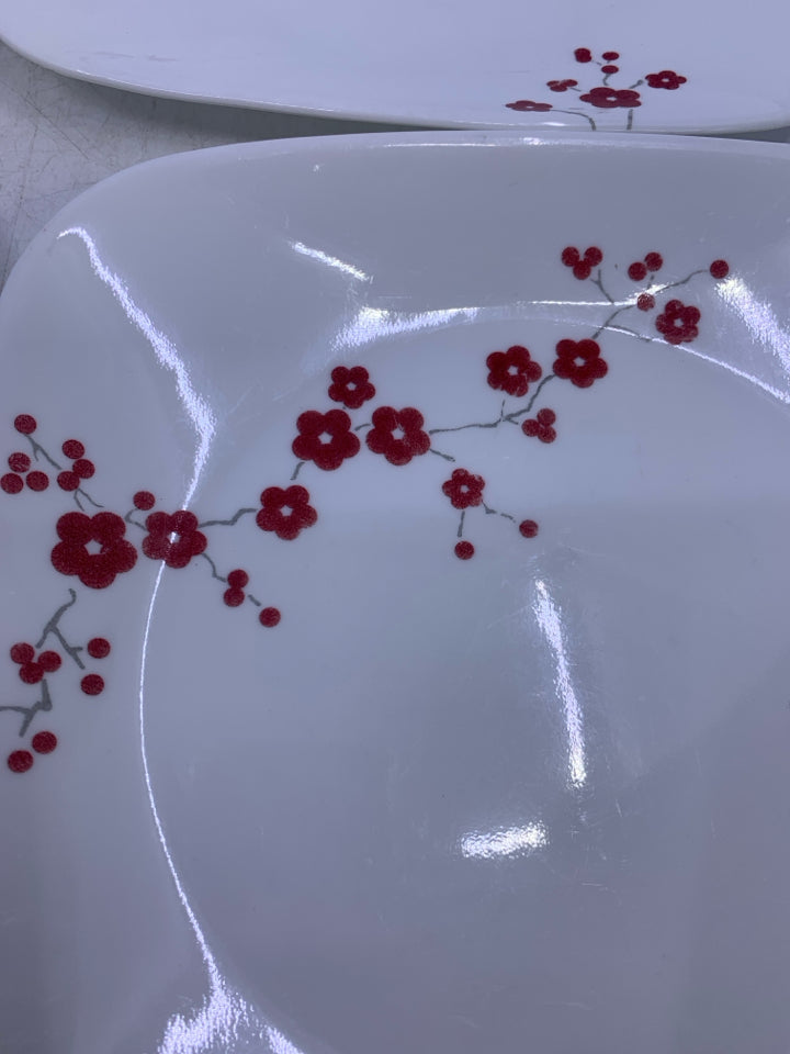 8 SQUARE CHERRY BLOSSOM PLATES DINNER/LUNCH.