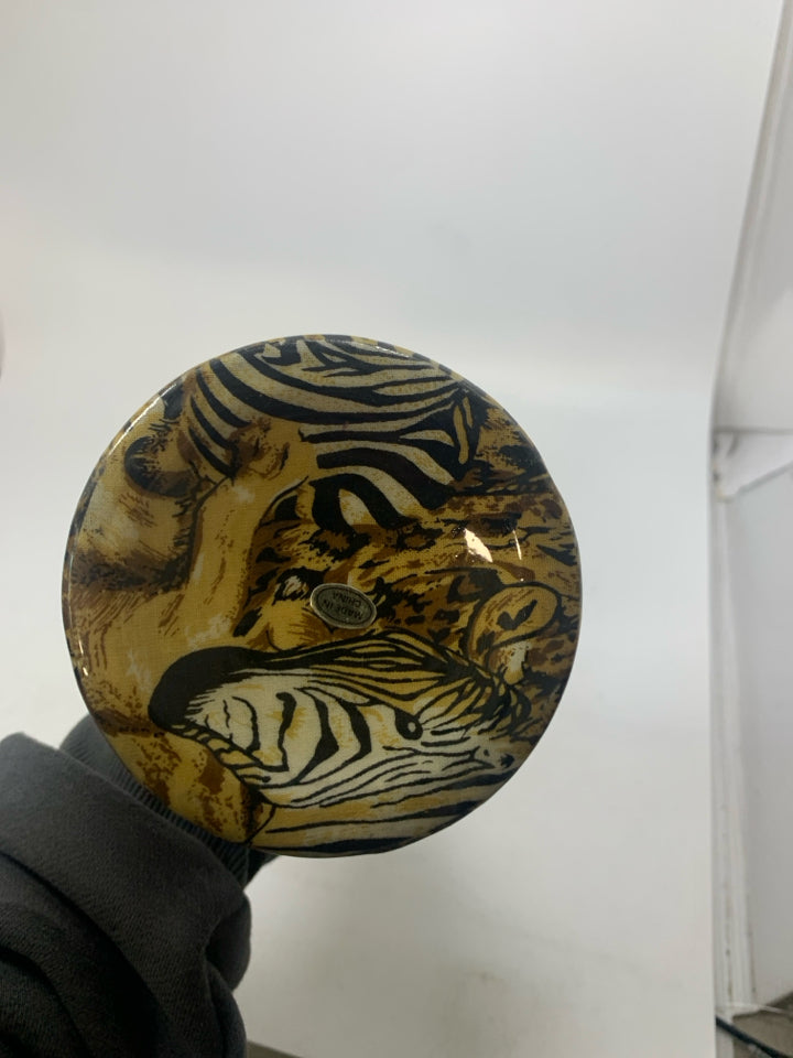 FOOTED ASSORTED ANIMAL PRINTS VASE.