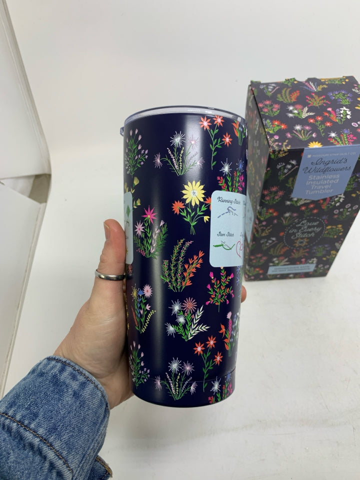NIB MISSOURI QUILT CO WILDFLOWER TRAVEL TUMBLER.