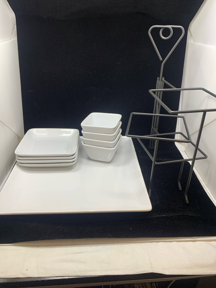 10PC PAMPERED CHEF SERVING TRAY W/STAND.
