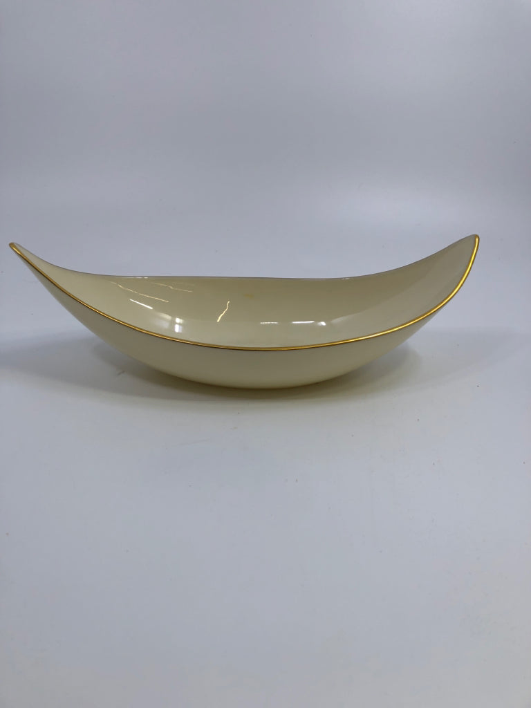 SMALL LENOX OBLONG CANOE STYLE SERVING BOWL.