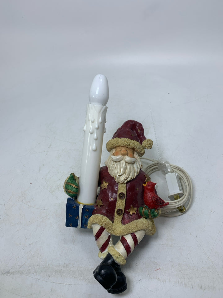 RESIN SANTA SHELF SIT CANDLE LAMP.