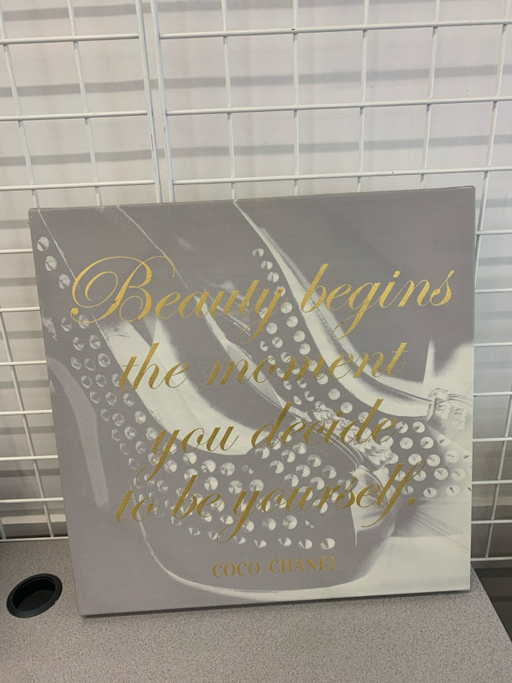 BEAUTY BEGIN GOLD SCRIPT CANVAS.