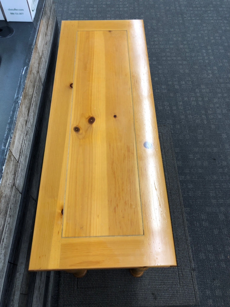 BLONDE WOOD CONSOLE/ SOFA TABLE - DRAWER.