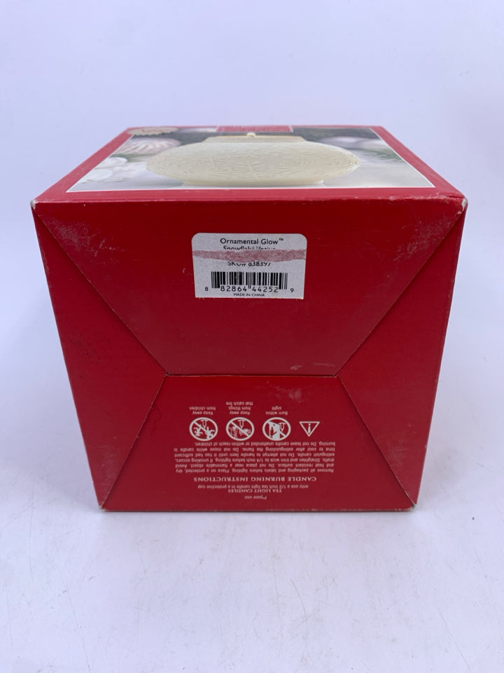 NIB LENOX ORNAMENTAL GLOW SNOWFLAKE VOTIVE CANDLE HOLDER.