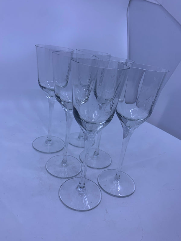 6 PRINCESS HOUSE ETCHED WINE GLASSES.