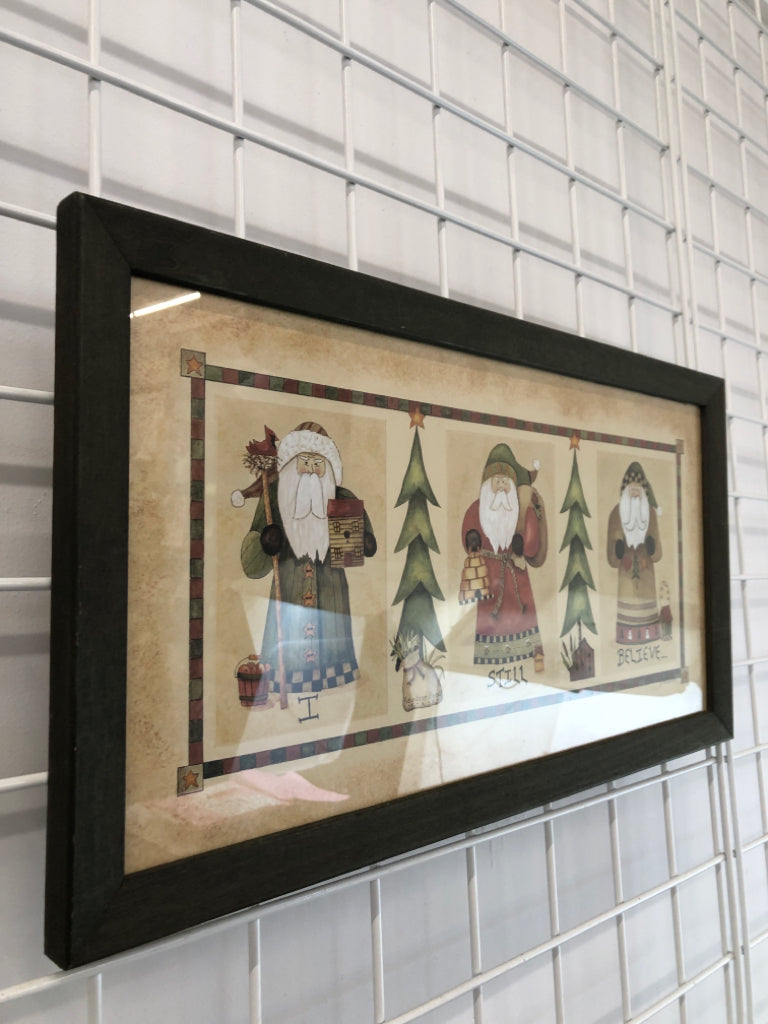 PRIMITIVE "I STILL BELIEVE" SANTA WALL-HANGING.