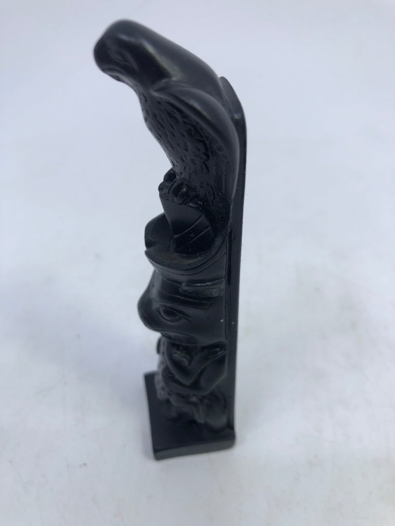 FROG, ANIMAL & EAGLE HAND-CARVED TOTEM POLE.