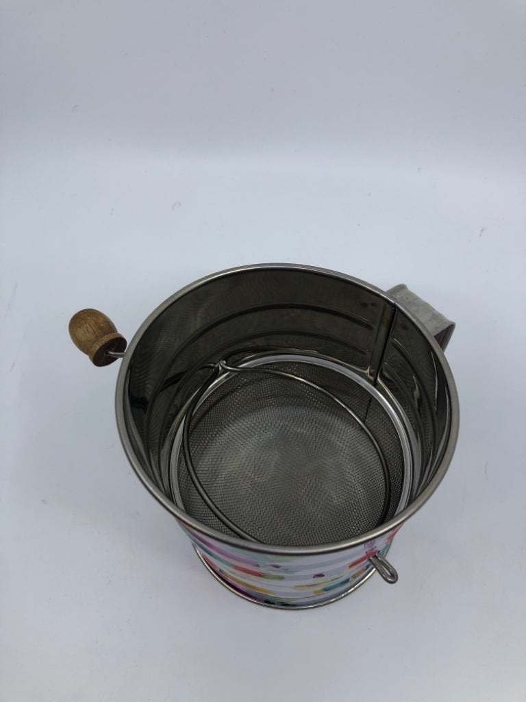 BLUE AND PURPLE FLORAL SIFTER-PIONEER WOMAN.