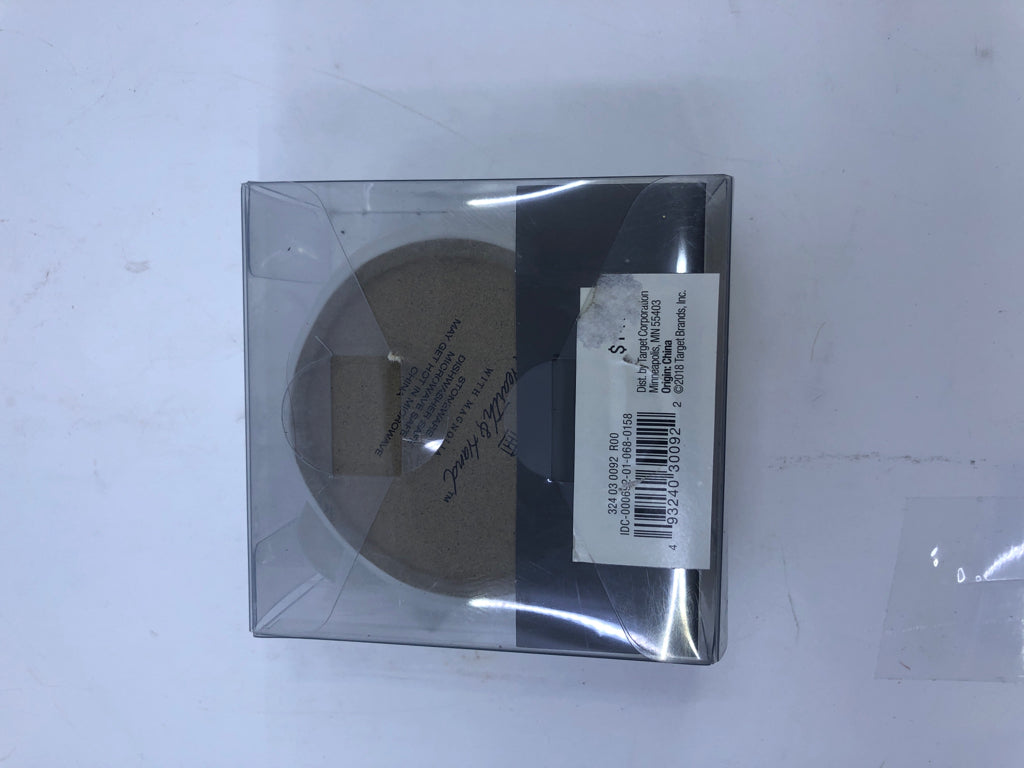 NIB GREY MINI TASTING PLATES 4 IN HOLDER HEARTH & HAND.