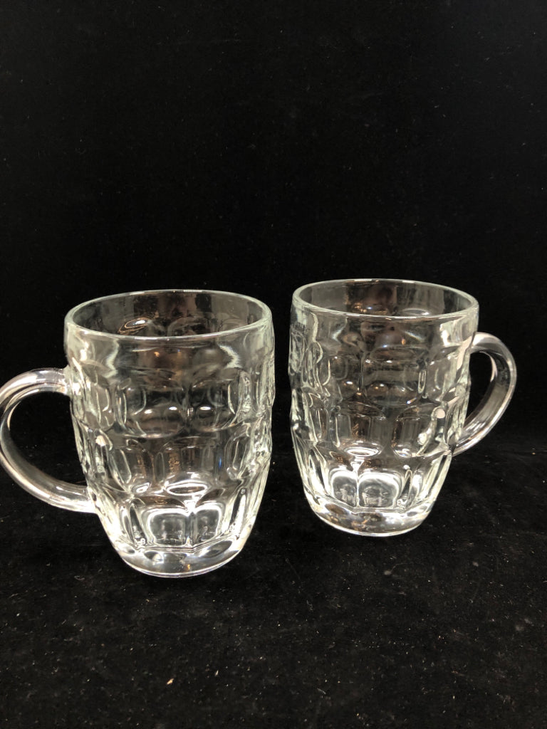 2 THUMBPRINT CUT GLASS MUGS.