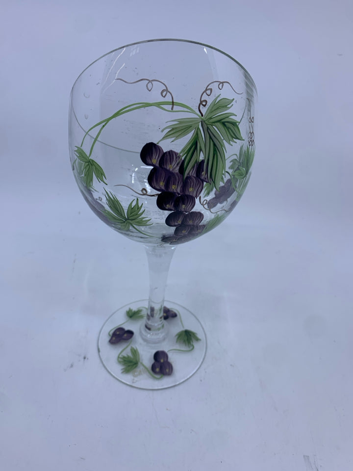 SLANTED GRAPE PAINTED CANDLE HOLDER.