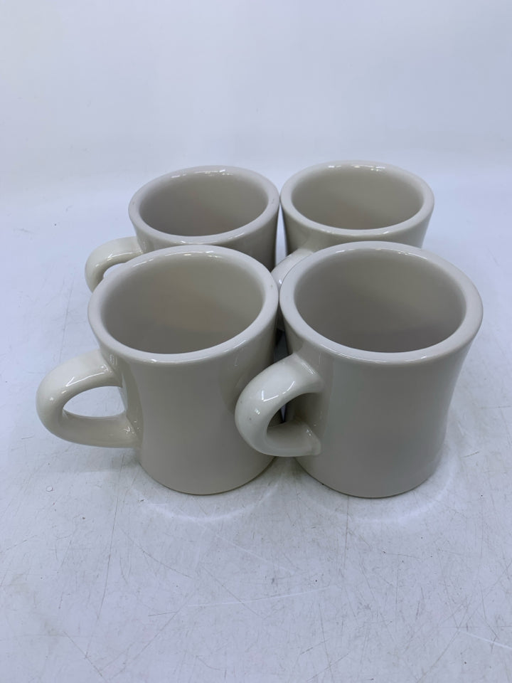 4 WHITE HEAVY MUGS.