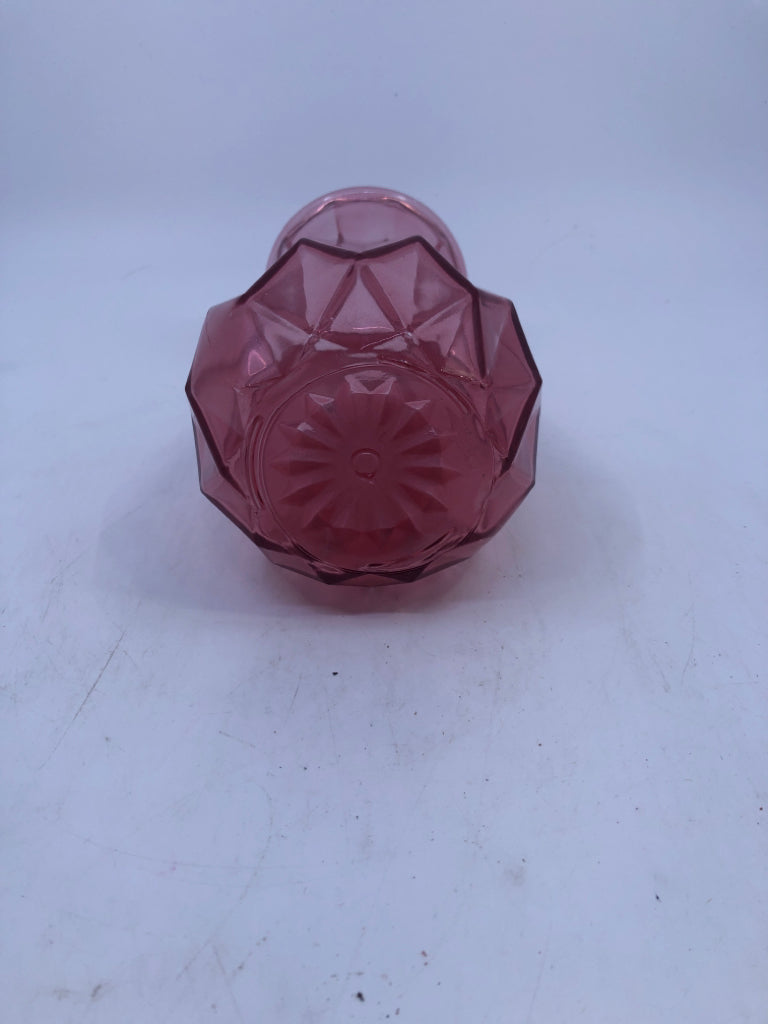 PINK SHORT HEXAGON VASE.