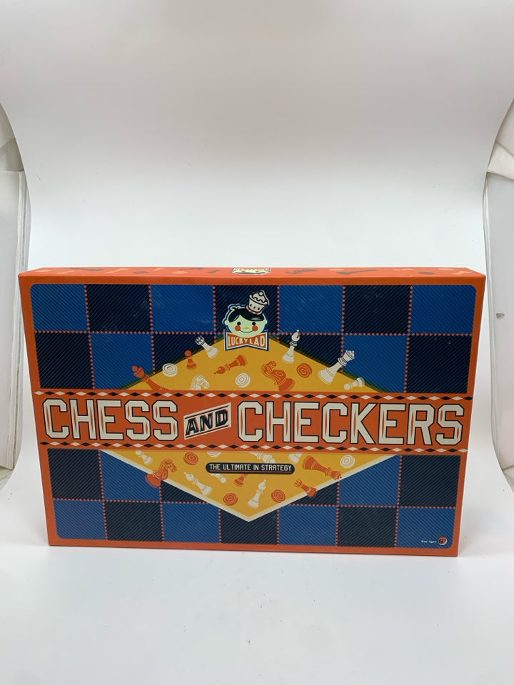 NIB CHESS AND CHECKERS GAME.