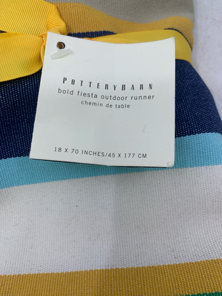 NEW STRIPED INDOOR/OUTDOOR TABLE RUNNER W/ UMBRELLA HOLE.