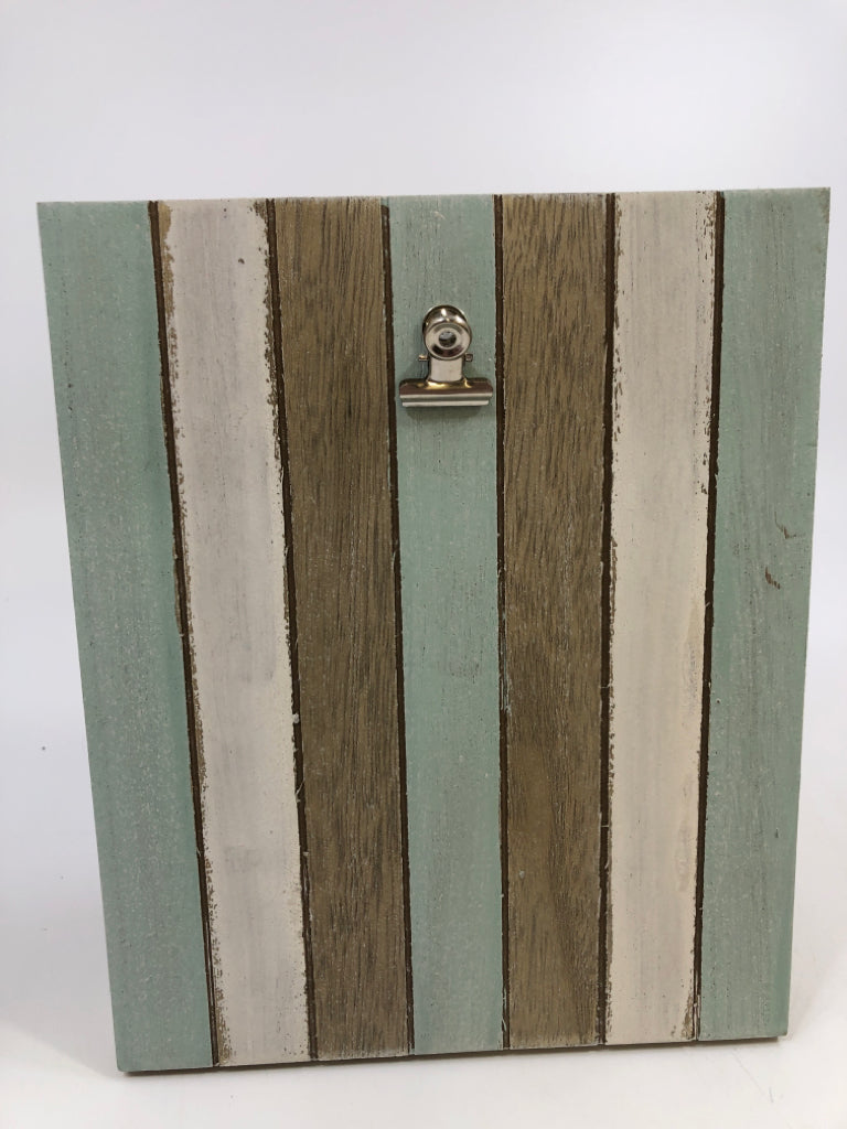 TEAL WHITE STRIPE CLIP PHOTO FRAME.