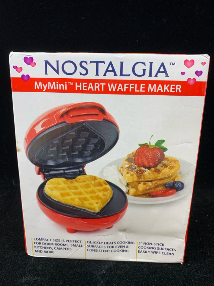 NIB HEART WAFFLE MAKER MYMINI NOSTALGIA.