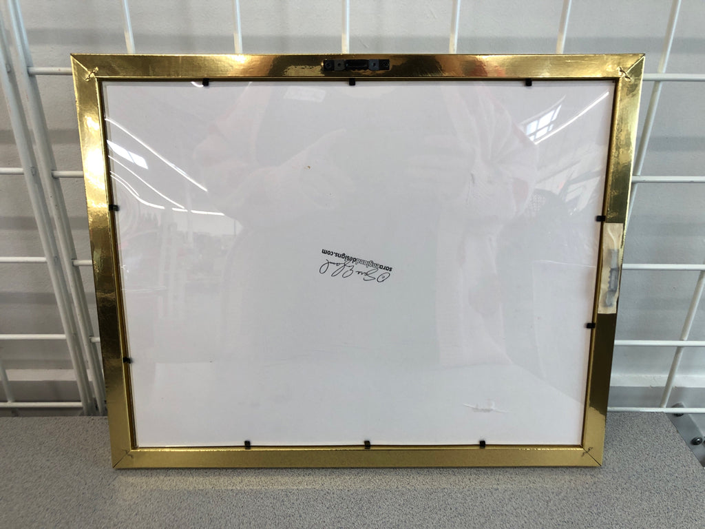 PAWS FOR CLAWS PRINT IN GOLD FRAME.