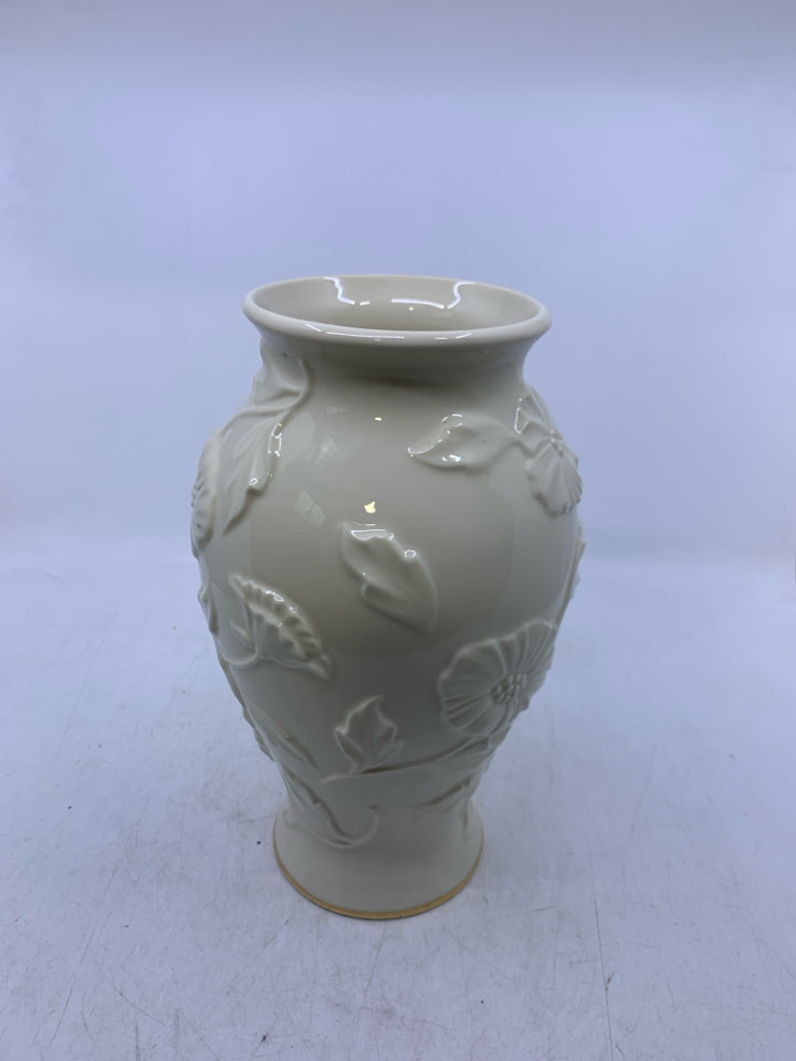 LARGE VASE W/ EMBOSSED FLOWERS.