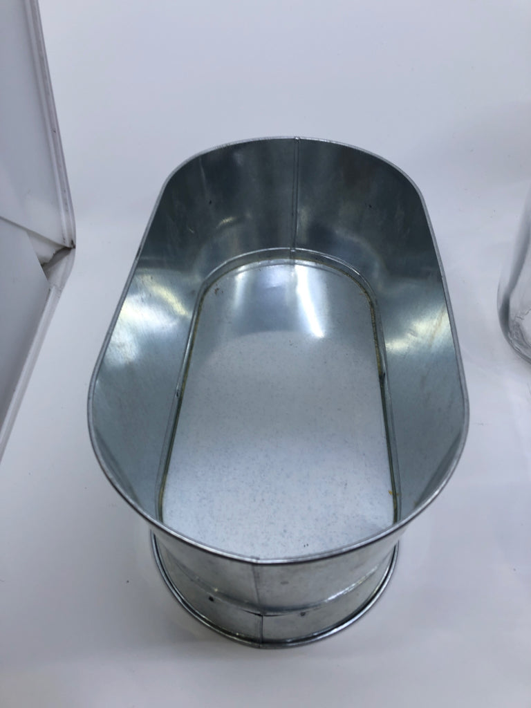 3 PC GLASS DRINK DISPENSER SET W/ GALVANIZED STAND COLORFUL LIDS.