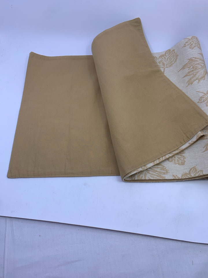 BEIGE/TAN LEAF TABLE RUNNER.