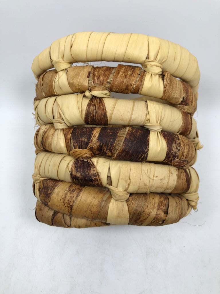 NWT ROUND WOVEN BASKET MADE IN HAITI.
