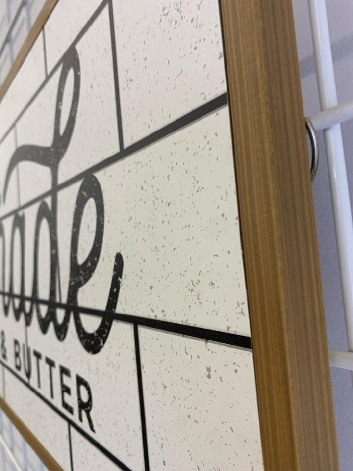 HAPPINESS IS HOMEMADE WITH BUTTER WALL-HANGING IN WOOD FRAME.