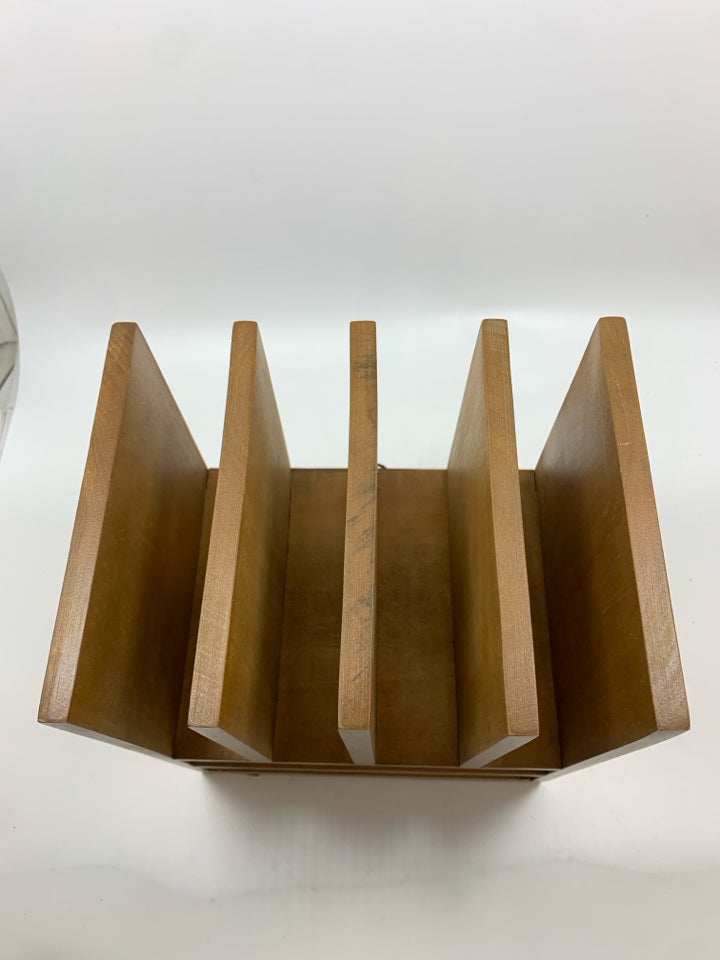 WOOD DESKTOP LETTER ORGANIZER W/2 METAL DRAWERS.