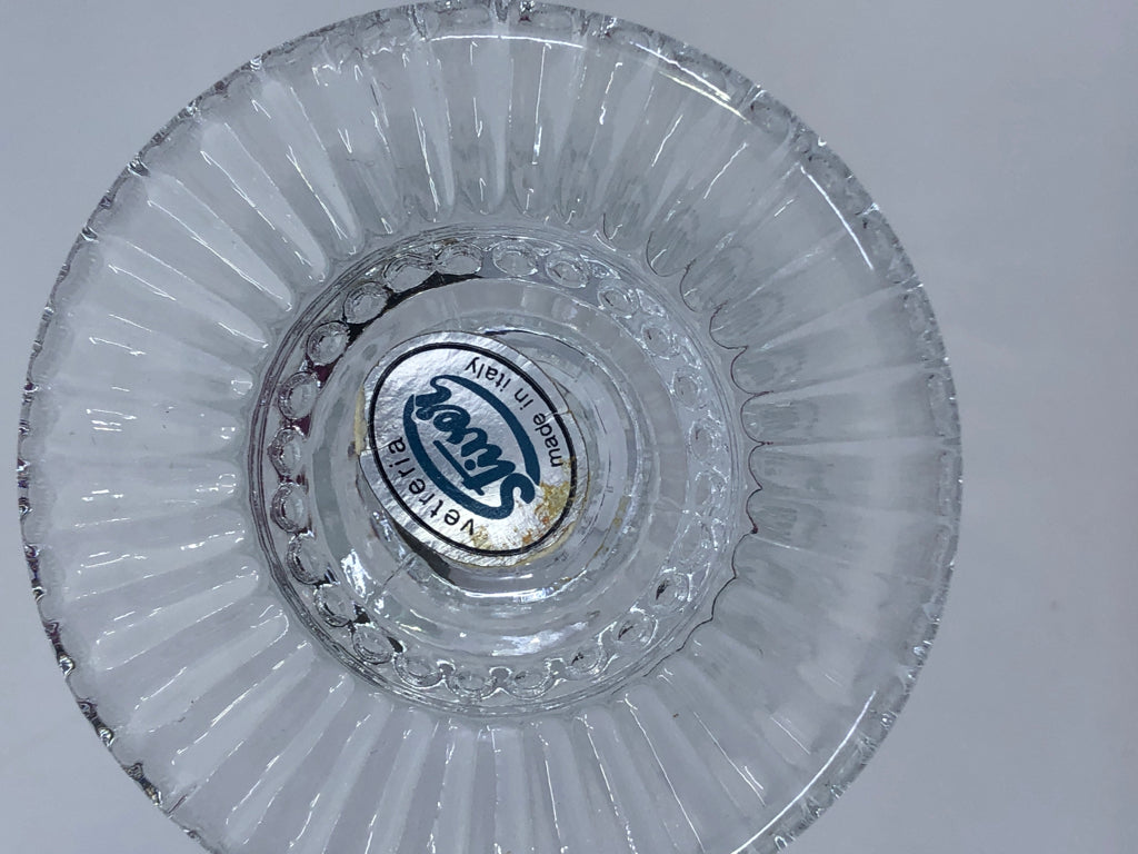 4 RIBBED FOOTED DESSERT GLASSES.