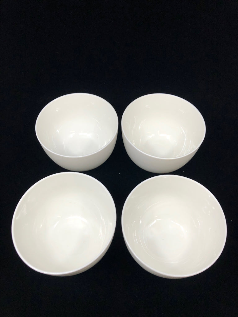 4 WHITE SOUP BOWLS.