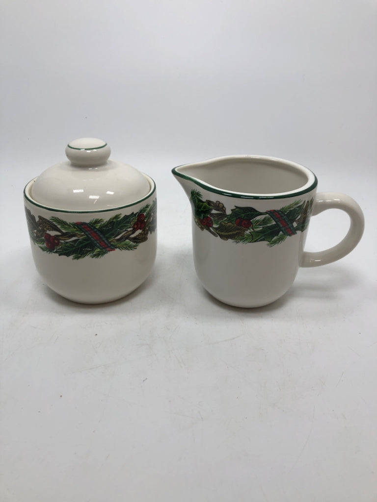 44PC HOLLY & PINECONES DISH SET - GARLAND ROYAL GALLERY - SERV FOR 8.