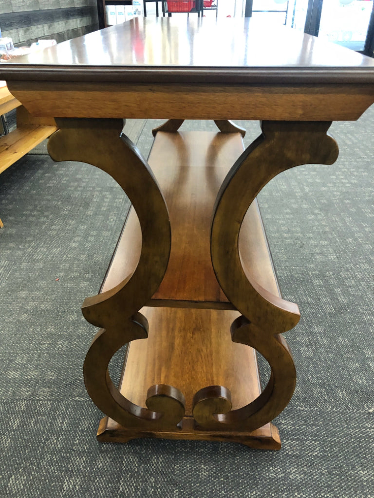 3 SHELF WOOD SOFA TABLE.