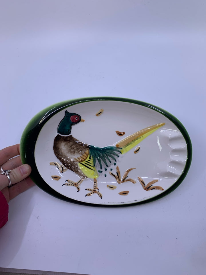 VTG PHEASANT OVAL ASHTRAY.