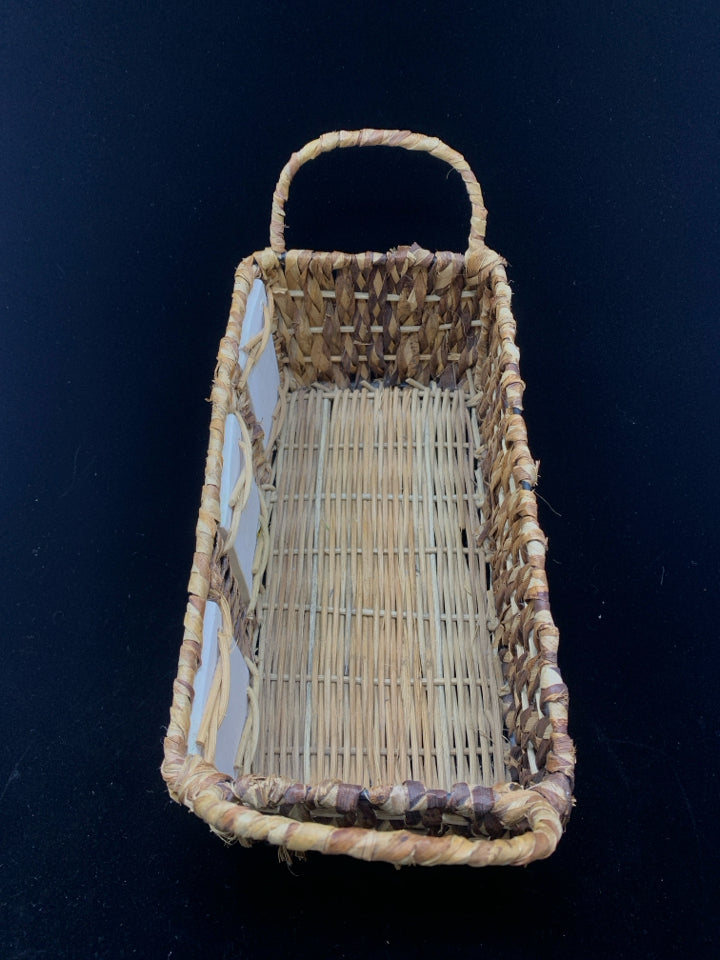 PALM-TREE TILE WOVEN BASKET.